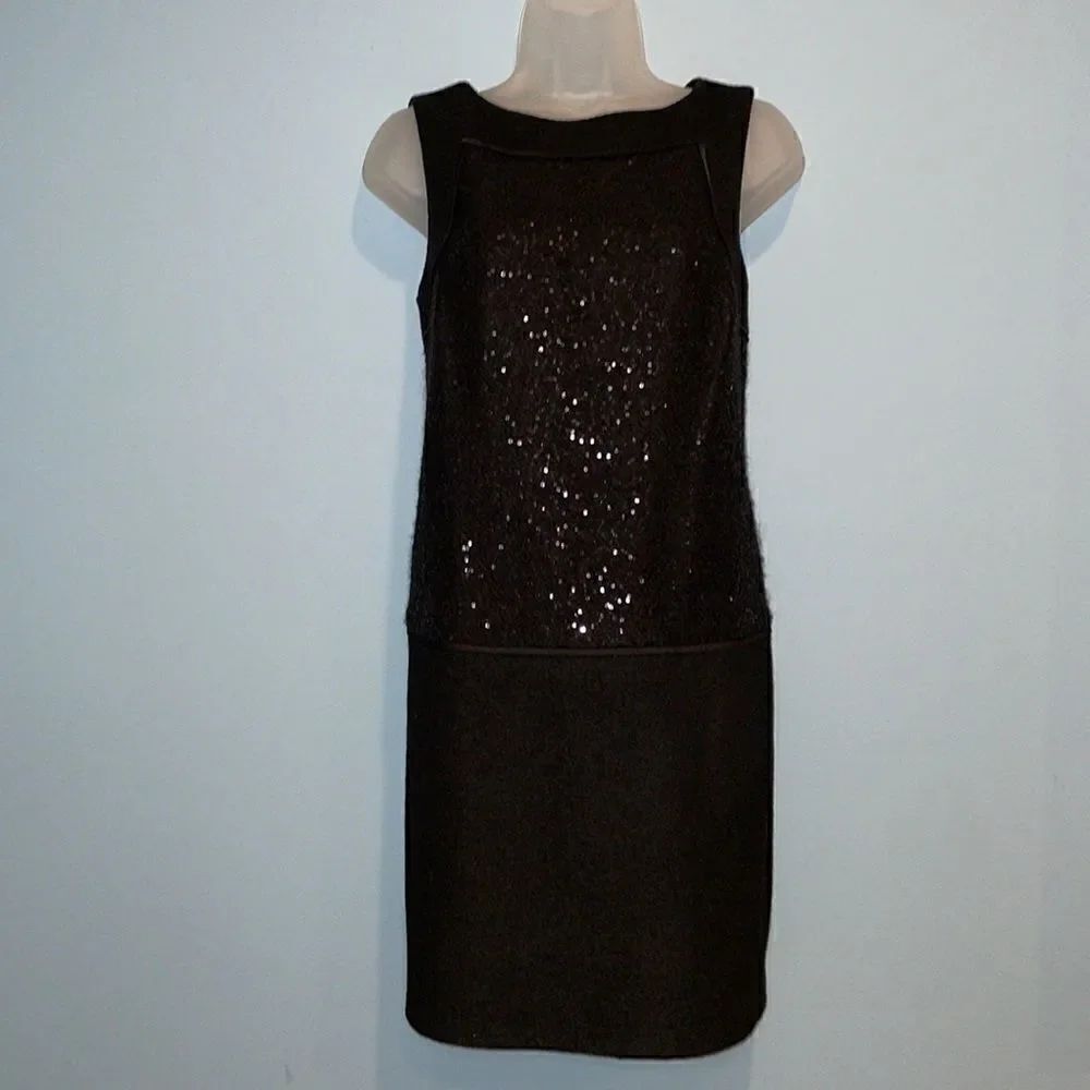 LOFT Dress Sequin Little Black Holiday Wedding Formal Dress Size 4